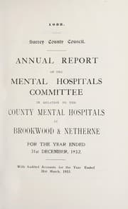 Tapa de Annual report of the Mental Hospitals Committee