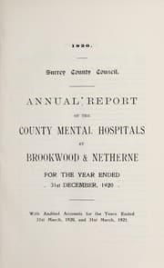 Tapa de Annual report of the County Asylums at Brockwood & Netherne
