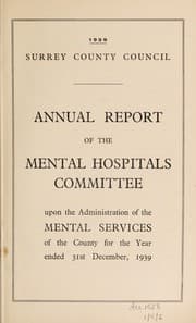 Tapa de Annual report of the Mental Hospitals Committee