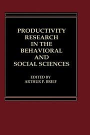 Tapa de Productivity Research in the Behavioral and Social Sciences