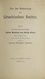 Tapa de Von der Bedeutung des griechischen Rechts