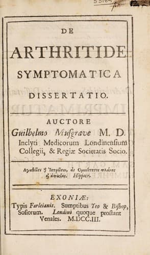 Tapa de De arthritide symptomatica dissertatio