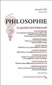 Tapa de Philosophie, N° 108, Hiver 2010 : La question de la Lebenswelt