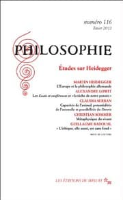 Tapa de Philosophie, N° 116, Hiver 2012 : Etudes sur Heidegger