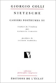 Tapa de Cahiers posthumes III : Nietzsche