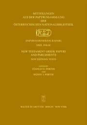 Tapa de New Testament Greek Papyri and Parchments (Mitteilungen Aus De Papyrussammlung Der Osterreichischen Nationalbibliothek) (Greek Edition)
