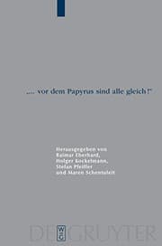 Tapa de "... vor dem Papyrus sind alle gleich!" (Archiv Fur Papyrusforschung Undverwandte Gabiete - Beihefte) (German Edition)