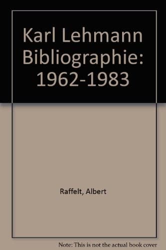 Tapa de Karl Lehmann Bibliographie
