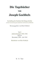 Tapa de Die Tagebücher von Joseph Goebbels, Band 9, Dezember 1940 - Juli 1941 (German Edition)