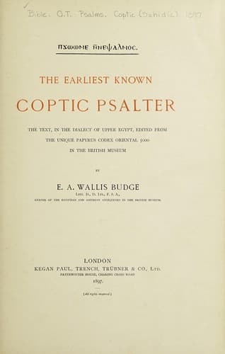 Tapa de The earliest known Coptic Psalter