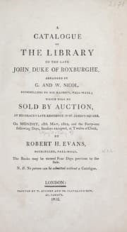 Tapa de A catalogue of the library of the late John, Duke of Roxburghe