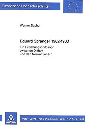 Tapa de Eduard Spranger 1902-1933