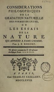 Tapa de Considérations philosophiques de la gradation naturelle des formes de l'etre, ou les essais de la nature qui apprend à faire l'homme