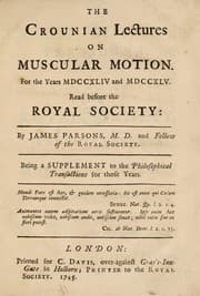 Tapa de The Crounian lectures on muscular motion. For the years MDCCXLIV and MDCCXLV. Read before the Royal Society ... Being a supplement to the Philosophical Transactions for those years