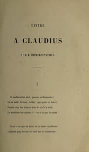 Tapa de Épitre à Claudius sur l'homoeopathie