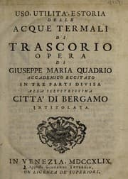 Tapa de Uso, utilità, e storia delle acque termali di Trascorio