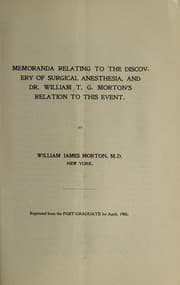 Tapa de Memoranda relating to the discovery of surgical anesthesia