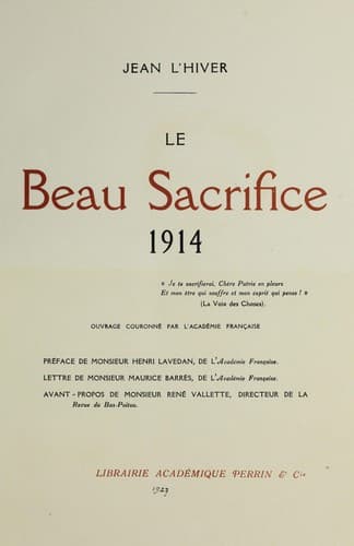Tapa de Le beau sacrifice, 1914