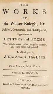 Tapa de The works of Sir Walter Ralegh, kt. political, commercial, and philosophical; together with his letters and poems. The whole never before collected together, and some never yet printed. To which is prefix'd, a new account of his life