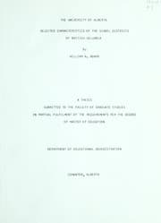 Tapa de Selected characteristics of the school districts of British Columbia