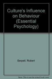 Tapa de Culture's Influence on Behaviour (Essential Psychology)