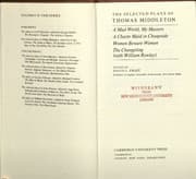 Tapa de The selected plays of Thomas Middleton