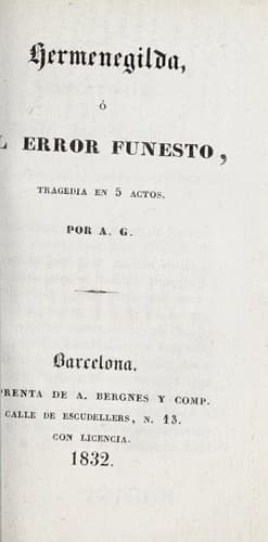 Tapa de Hermenegilda, o, El error funesto
