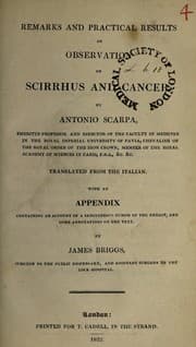 Tapa de Remarks and practical results of observation on scirrhus and cancer
