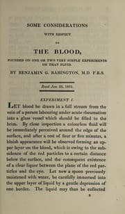 Tapa de Some considerations with respect to the blood, founded on one or two very simple experiments on that fluid