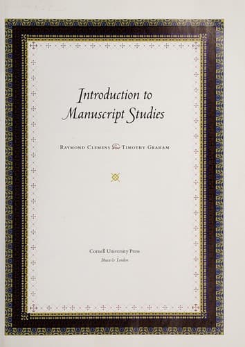 Tapa de Introduction to manuscript studies