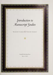 Tapa de Introduction to manuscript studies