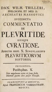 Tapa de Succincta commentatio de pleuritide eiusque curatione. Adiectis simul X singularibus pleuriticorum historiis