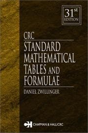Tapa de CRC Standard Mathematical Tables and Formulae, 31st Edition (Crc Standard Mathematical Tables and Formulae)