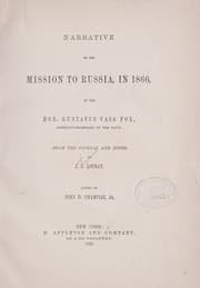 Tapa de Narrative of the mission to Russia, in 1866