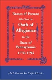 Tapa de Names of persons who took the oath of allegiance to the state of Pennsylvania