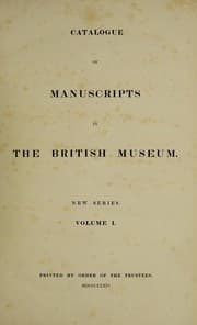 Tapa de Catalogue of manuscripts in the British Museum.  New series. Volume 1