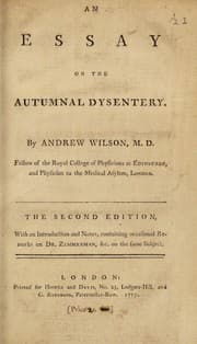 Tapa de An essay on the autumnal dysentery, with an introduction and notes, containing occasional remarks on Dr. Zimmerman, &c. on the same subject
