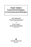Tapa de Single-subject experimental designs in communicative disorders
