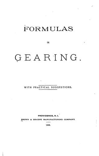 Tapa de Formulas in Gearing: With Practical Suggestions