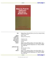Tapa de Biblical poetry through Medieval Jewish eyes