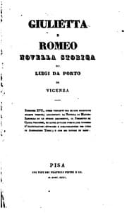 Tapa de Giulietta e Romeo, novella storica di Luigi da Porto ...