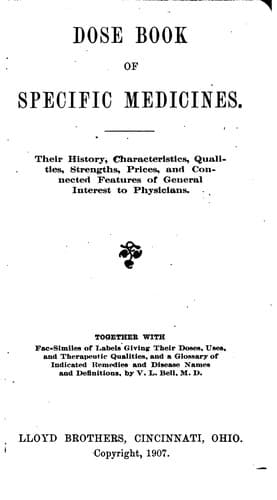 Tapa de Dose Book of Specific Medicines