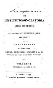 Tapa de M. Fabii Quintiliani De institutione oratoria libri duodecim