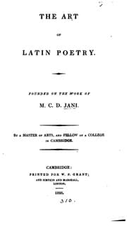 Tapa de The art of Latin poetry, founded on the work of m. C.D. Jani