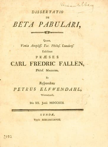 Tapa de Dissertatio de beta pabulari