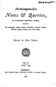 Tapa de Northamptonshire notes & queries
