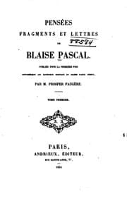Tapa de Pensees, fragments et lettres de Blaise Pascal