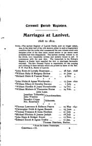 Tapa de Cornwall parish registers