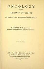 Tapa de Ontology, or, The theory of being; an introduction to general metaphysics