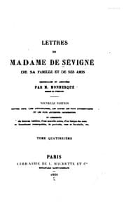 Tapa de Lettres de Madame de Sévigné: de sa famille et de ses amis